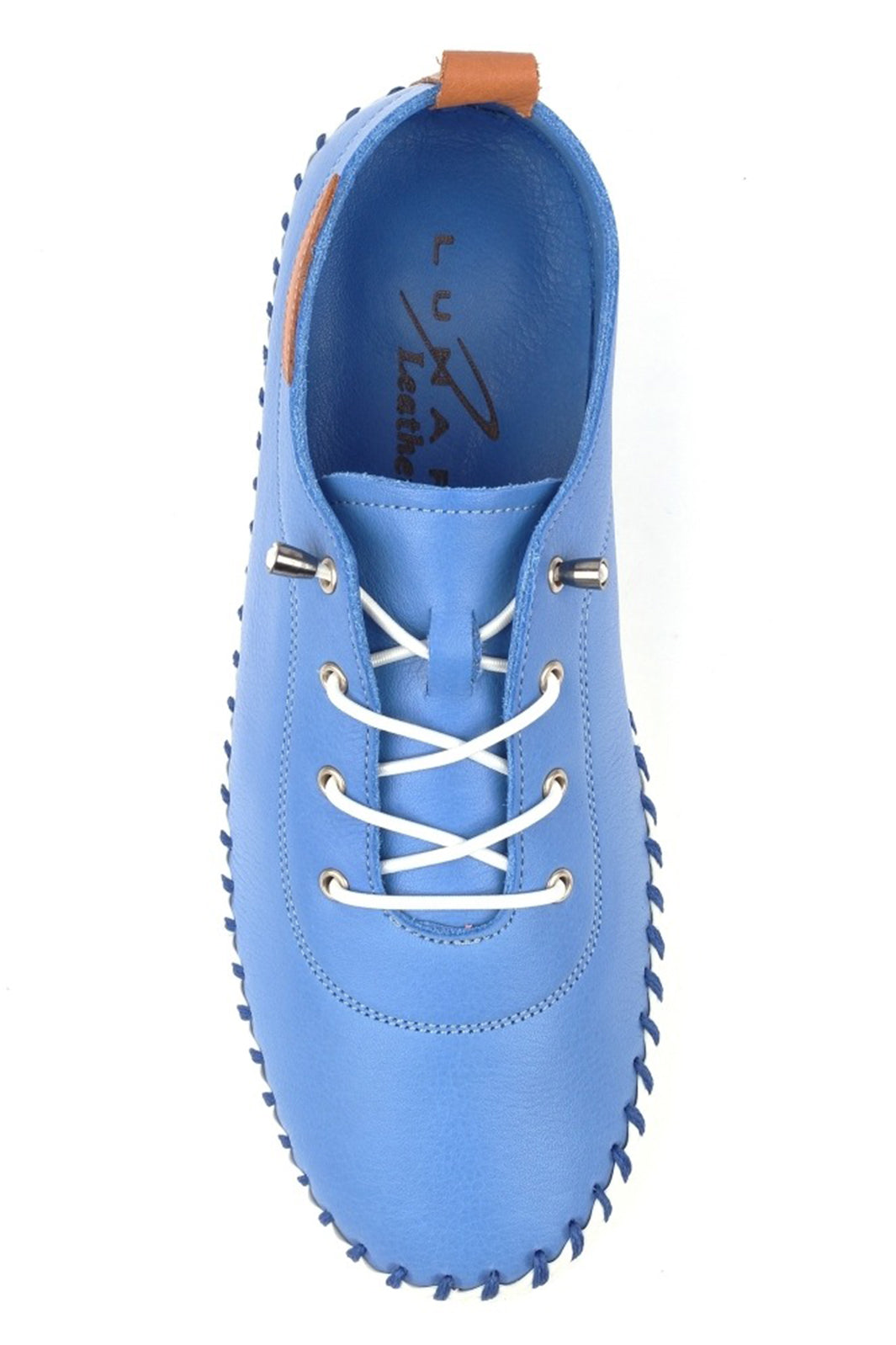 Lunar FLE030 Azure Blue St Ives Leather Plimsolls