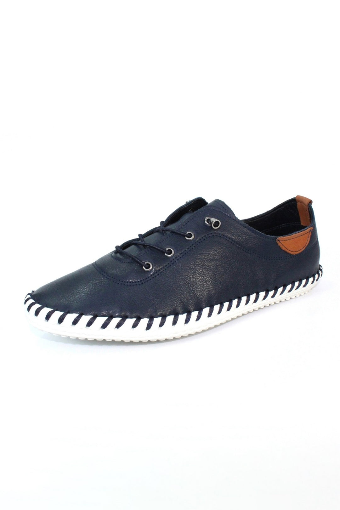 Lunar FLE030 Navy St Ives Leather Plimsolls