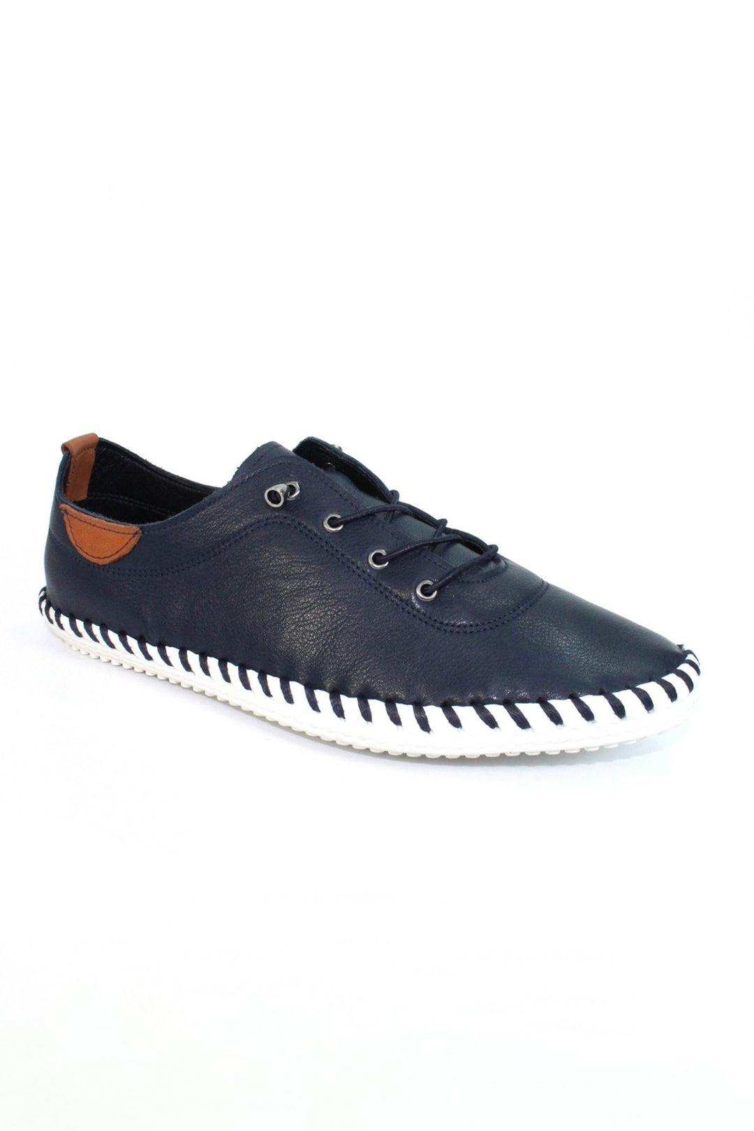Lunar FLE030 Navy St Ives Leather Plimsolls