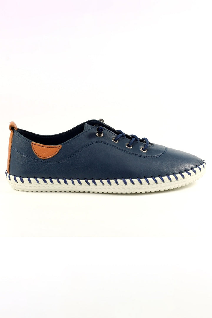 Lunar FLE030 Navy St Ives Leather Plimsolls