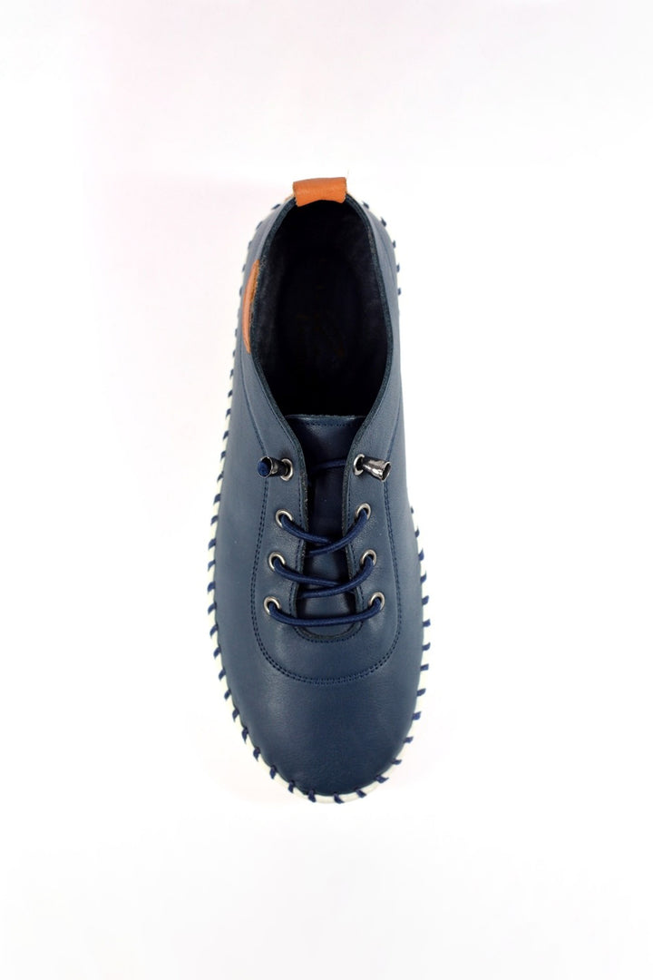 Lunar FLE030 Navy St Ives Leather Plimsolls