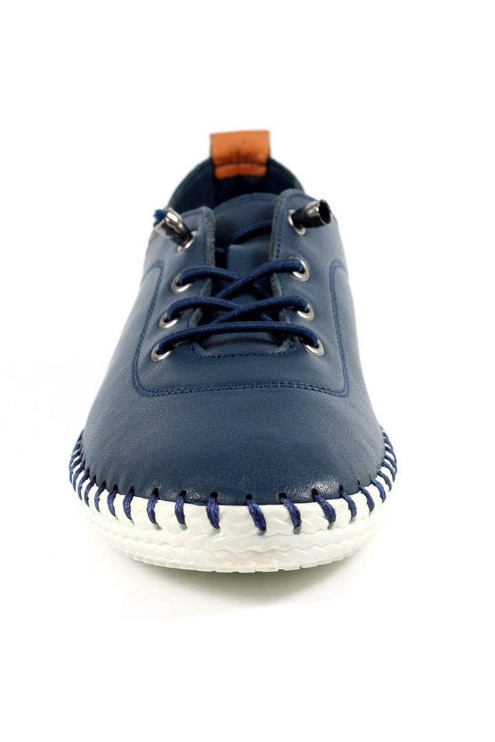 Lunar FLE030 Navy St Ives Leather Plimsolls