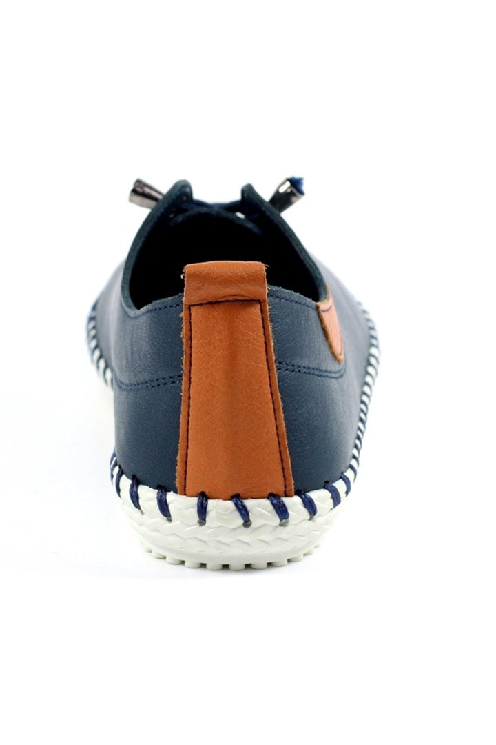 Lunar FLE030 Navy St Ives Leather Plimsolls