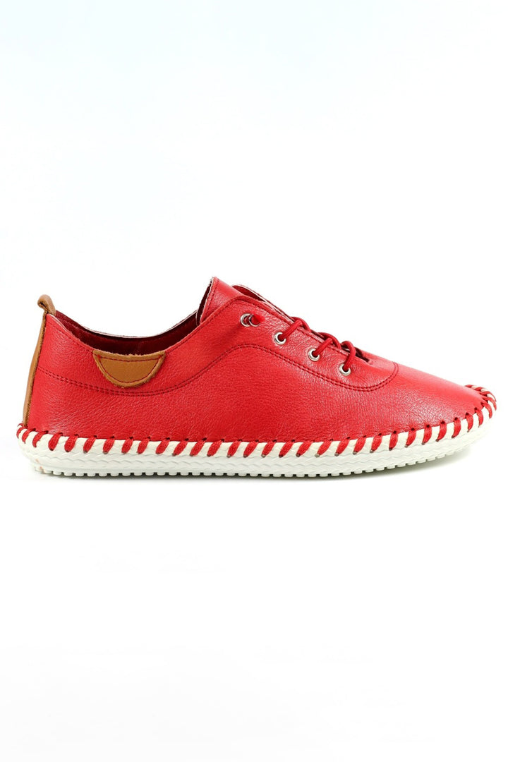 Lunar FLE030 Red St Ives Leather Plimsolls