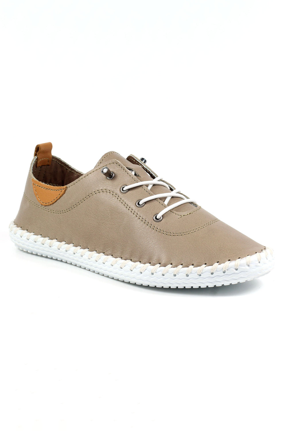 Lunar FLE030 Taupe St Ives Leather Plimsolls - Experience Boutique