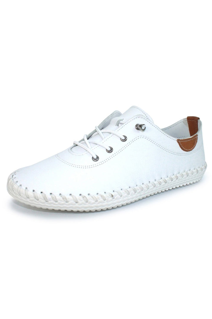 Lunar FLE030 White St Ives Plimsole Trainers