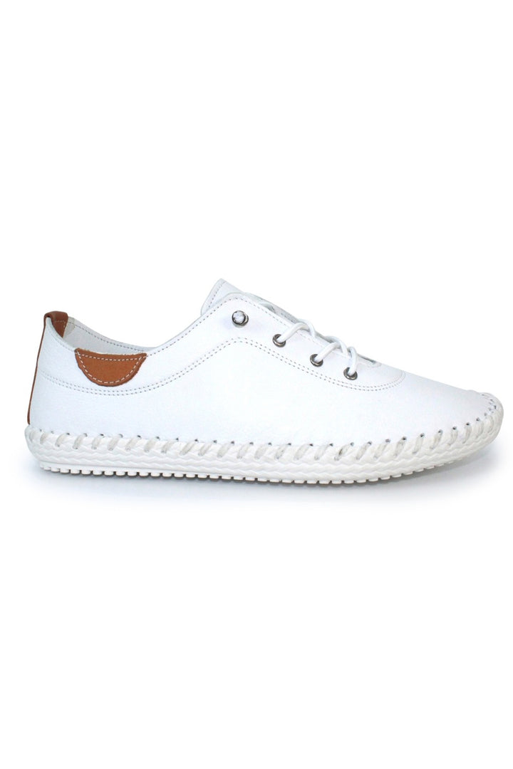 Lunar FLE030 White St Ives Plimsole Trainers