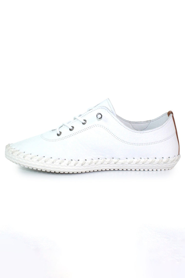 Lunar FLE030 White St Ives Plimsole Trainers