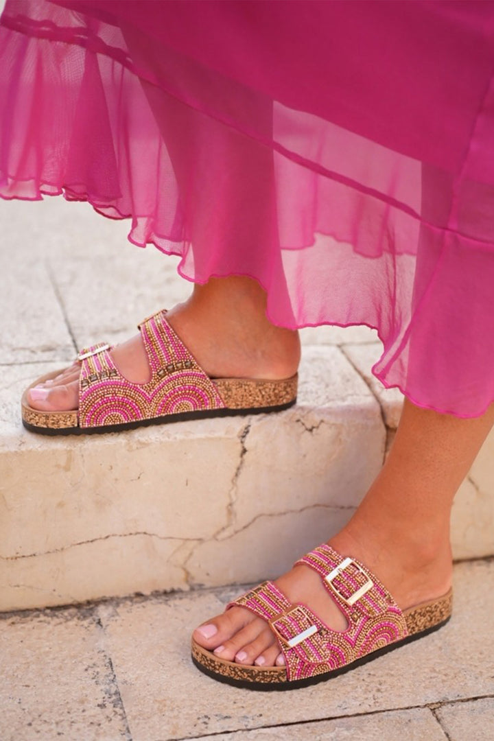 Lunar JLC010 Pink Skyrise Beaded Sandals