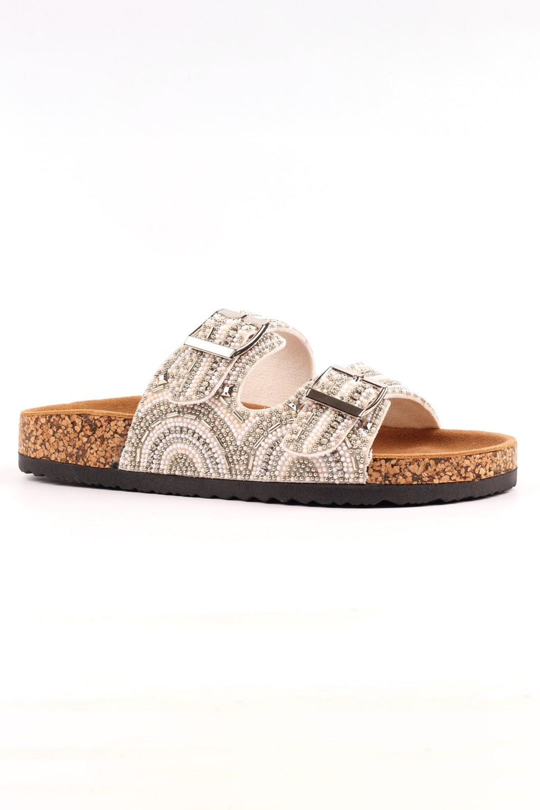 Lunar JLC010 White Skyrise Beaded Sandals