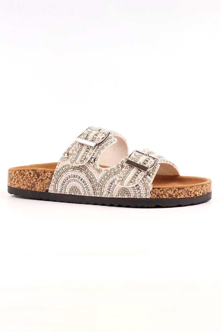 Lunar JLC010 White Skyrise Beaded Sandals