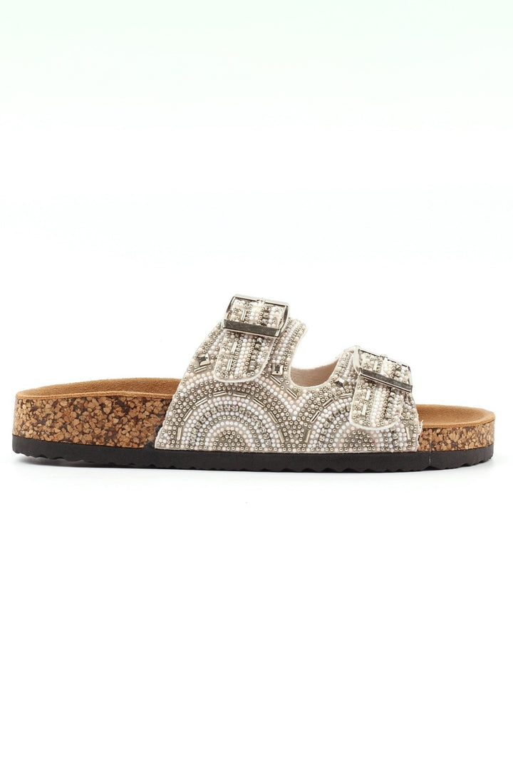 Lunar JLC010 White Skyrise Beaded Sandals