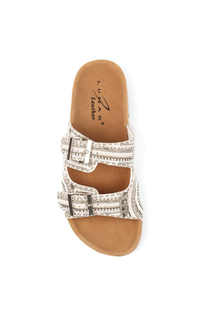 Lunar JLC010 White Skyrise Beaded Sandals