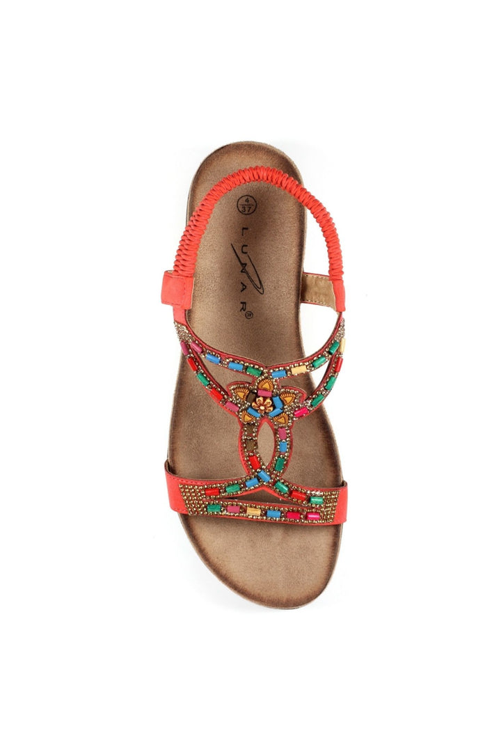 Lunar JLH331 Orange Mariella Beaded Sandal
