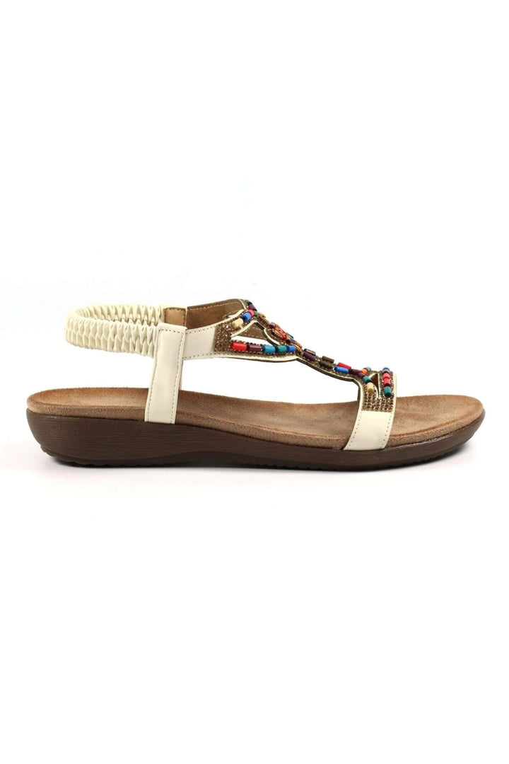 Lunar JLH331 White Mariella Beaded Sandal