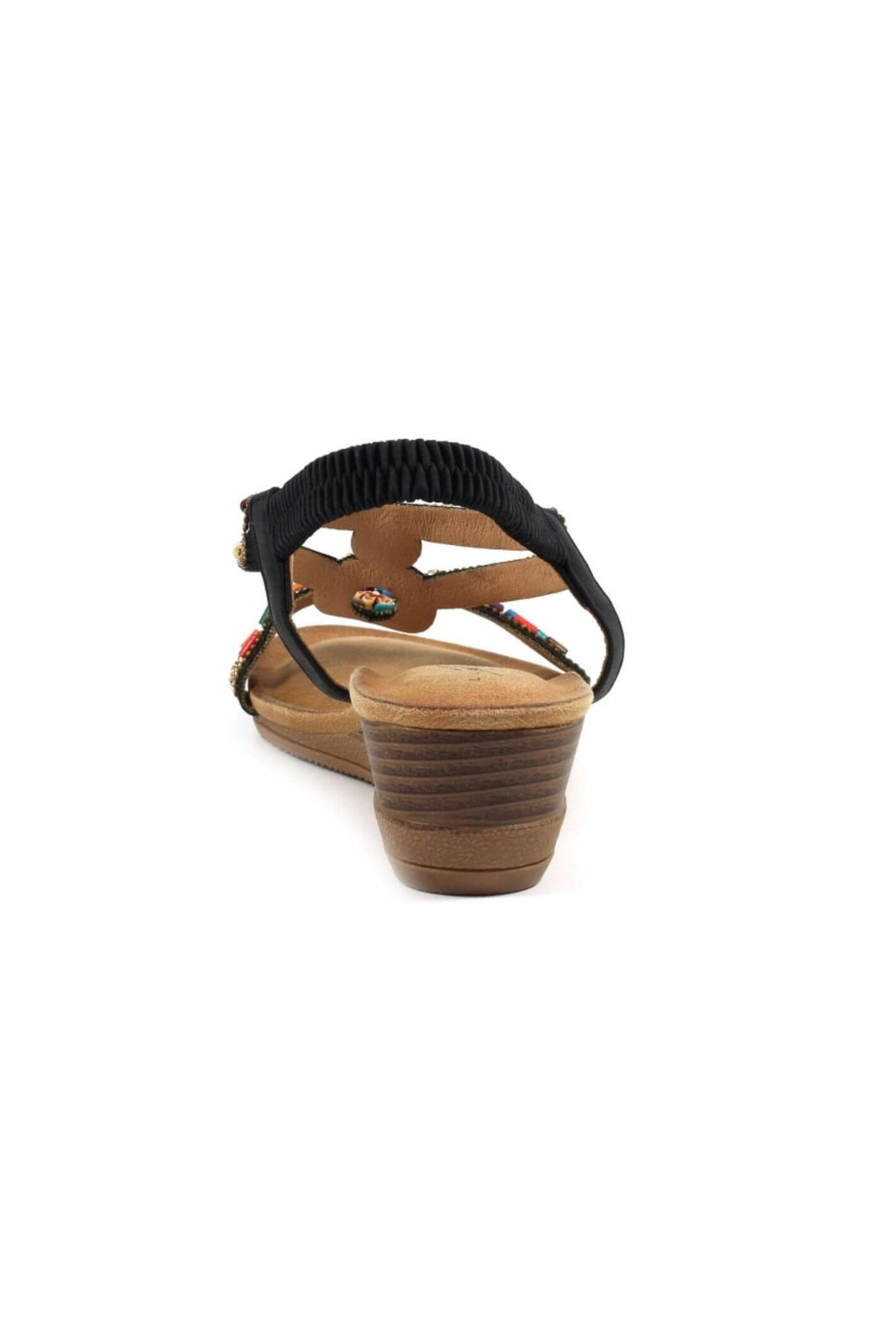 Lunar JLH478 Black Epsom Wedge Sandals