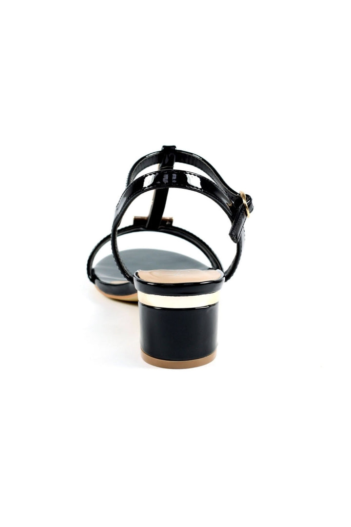 Lunar JLH950 Black Blaze Patent Low Heel Sandal