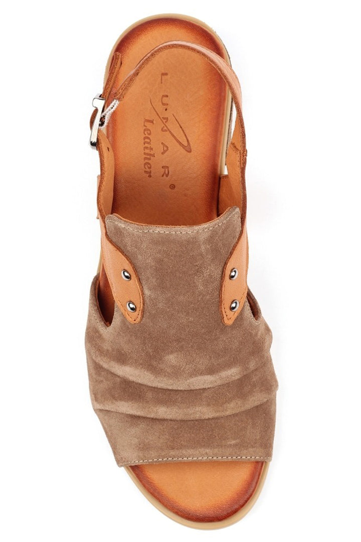 Lunar JLN001TP Jayleen Taupe Suede Leather Sandals