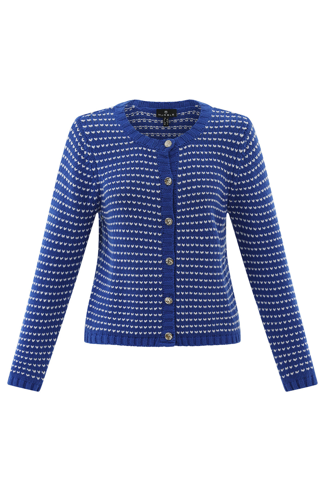 Marble Cardigan Blue Button Front 7880 153 - Experience Boutique