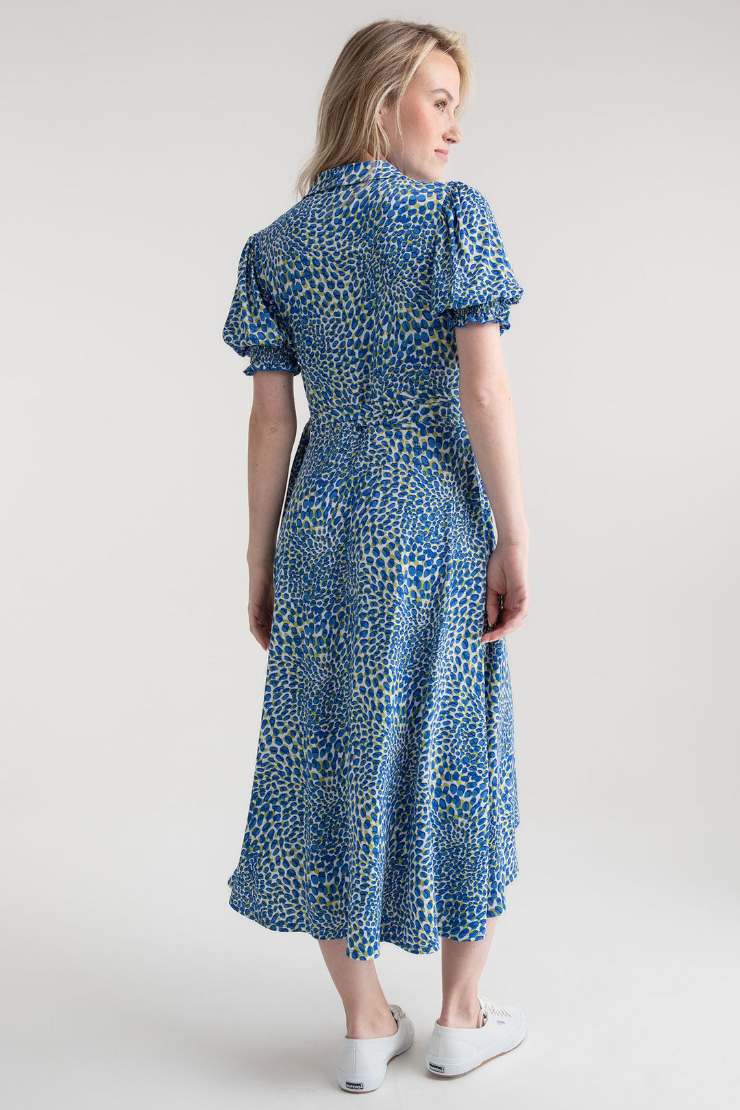 Marble Dress Wrap Style Blue Petal Print 7927 153 - Experience Boutique