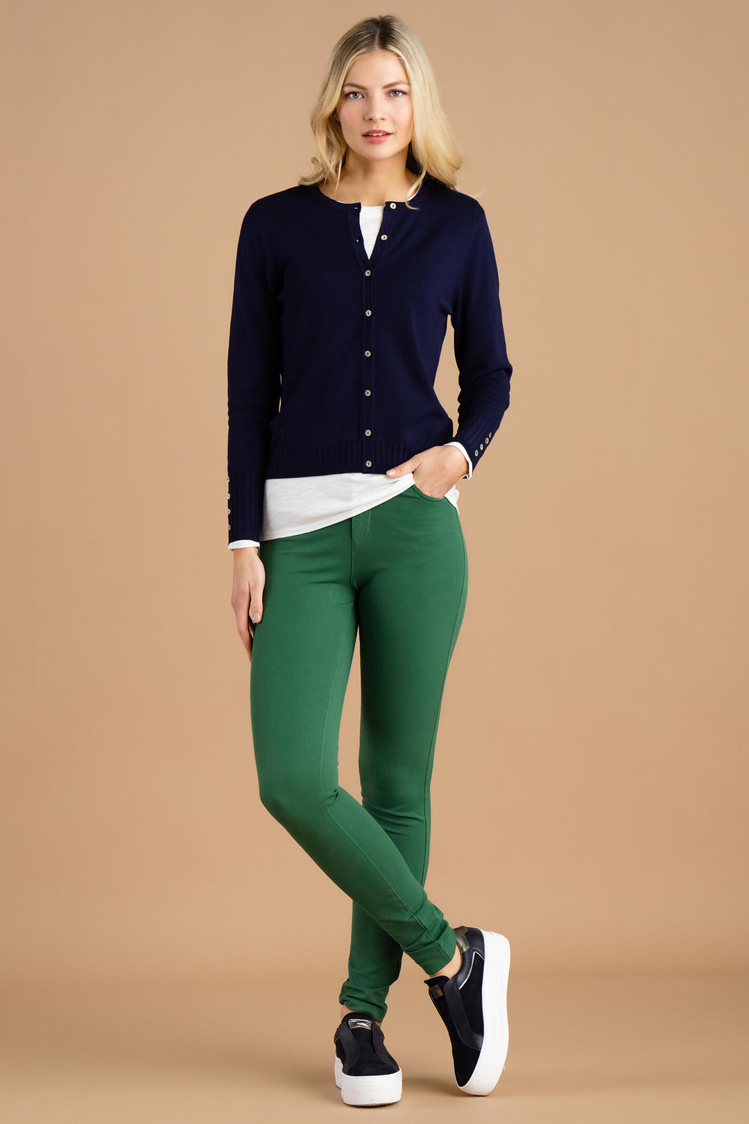 Marble Fashion 6309 103 Navy Button Front Cardigan