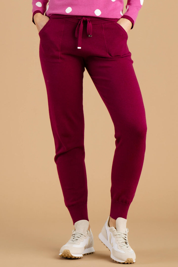 Marble Fashion 6752 205 Burgundy Red Drawstring Waist Trousers - Experience Boutique