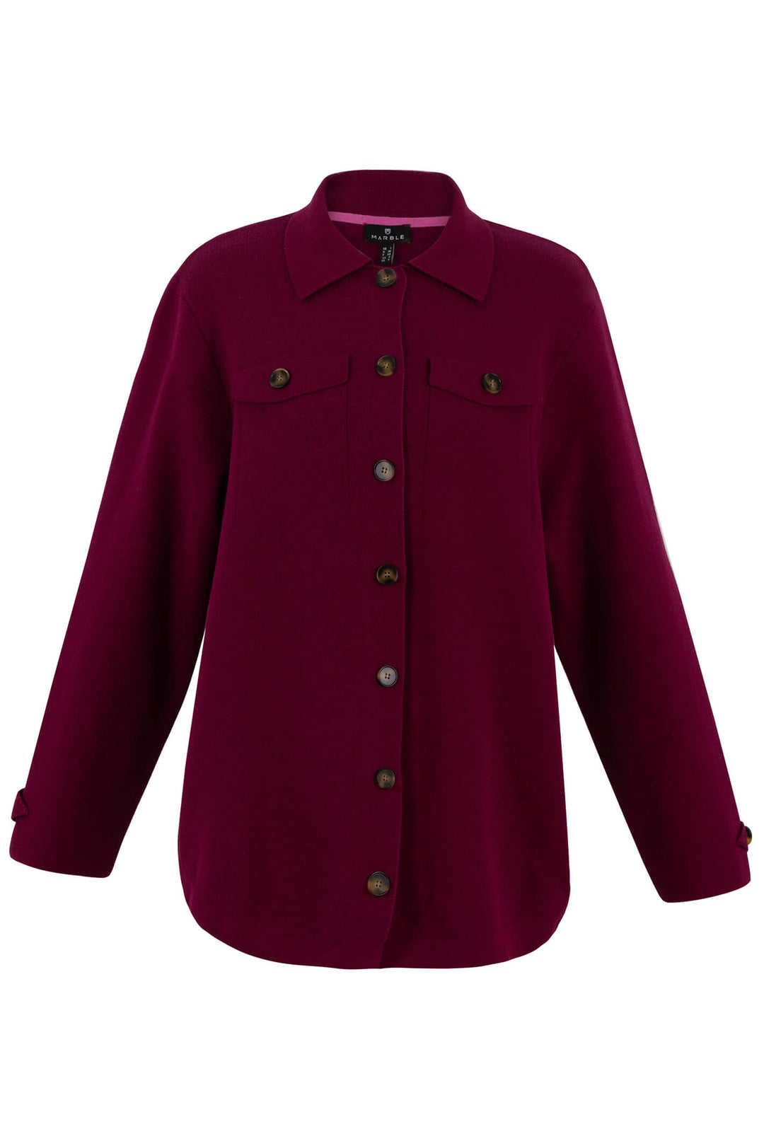 Marble Fashion 7194 205 Burgendy Red Overshirt Jacket Shacket - Experience Boutique
