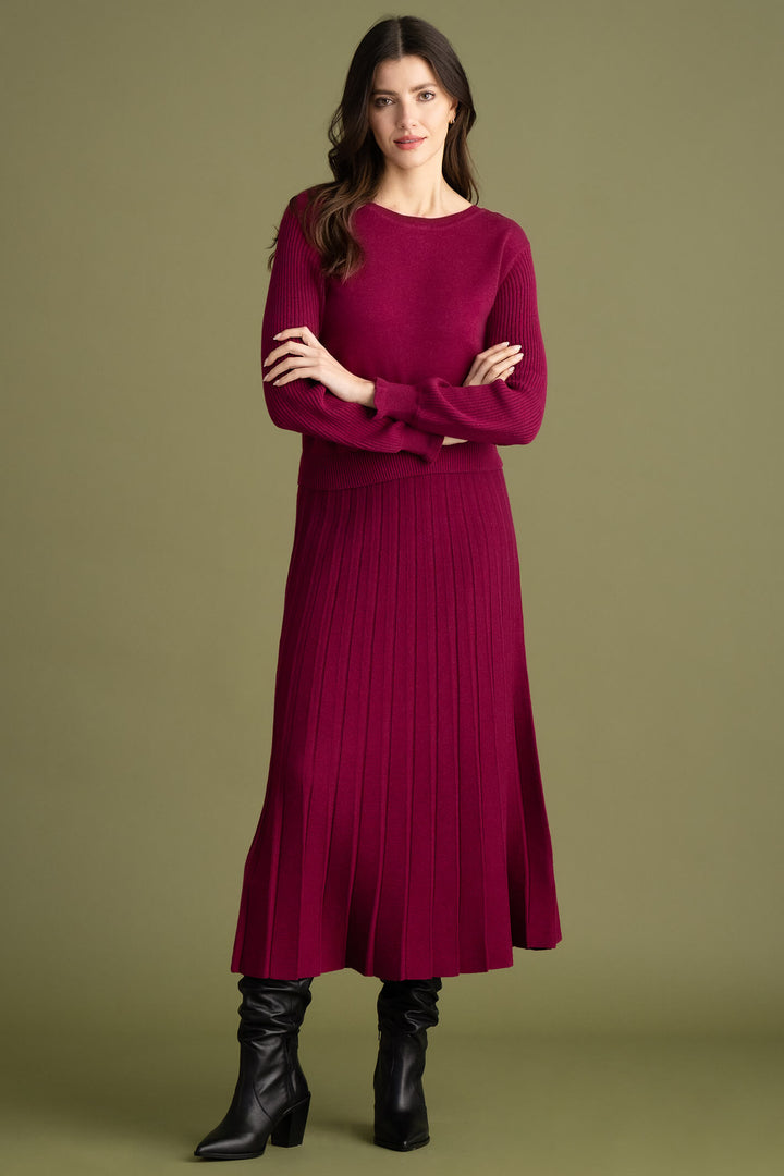 Marble Fashion 7213 205 Burgundy Red Reversible Ruffle Cuff Jumper - Experience Boutique