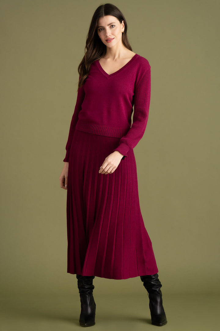 Marble Fashion 7213 205 Burgundy Red Reversible Ruffle Cuff Jumper - Experience Boutique