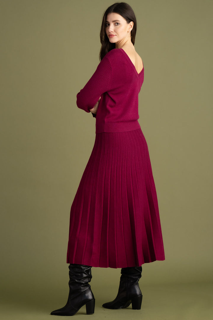 Marble Fashion 7213 205 Burgundy Red Reversible Ruffle Cuff Jumper - Experience Boutique