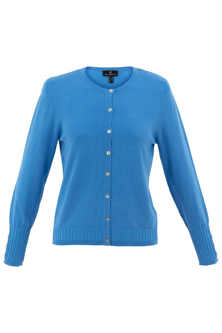 Marble Fashions 6500 213 Blue Lightweight Knit Cardigan - Experience Boutique