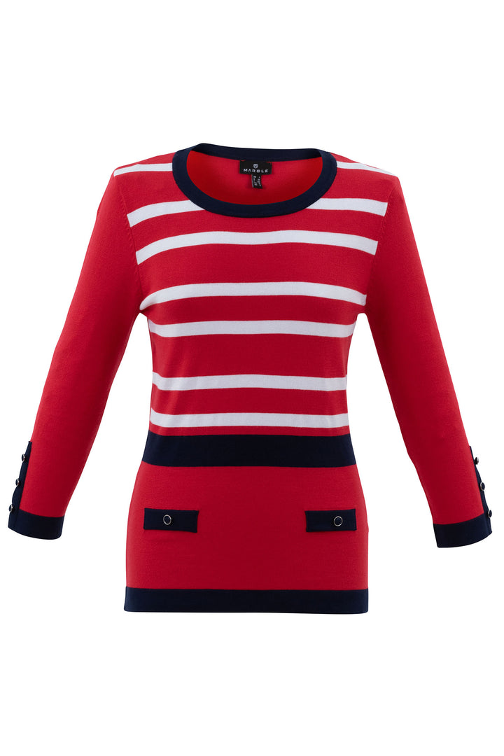 Marble Fashions 6501 103 Red Striped Jumper - Experience Boutique