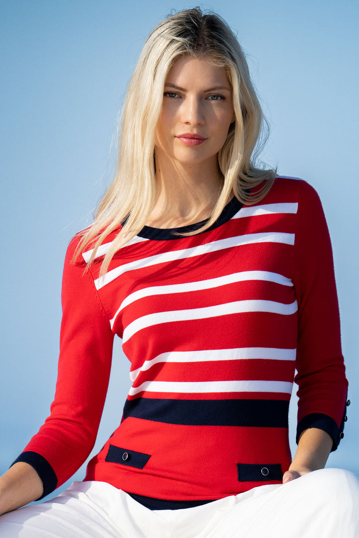Marble Fashions 6501 103 Red Striped Jumper - Experience Boutique