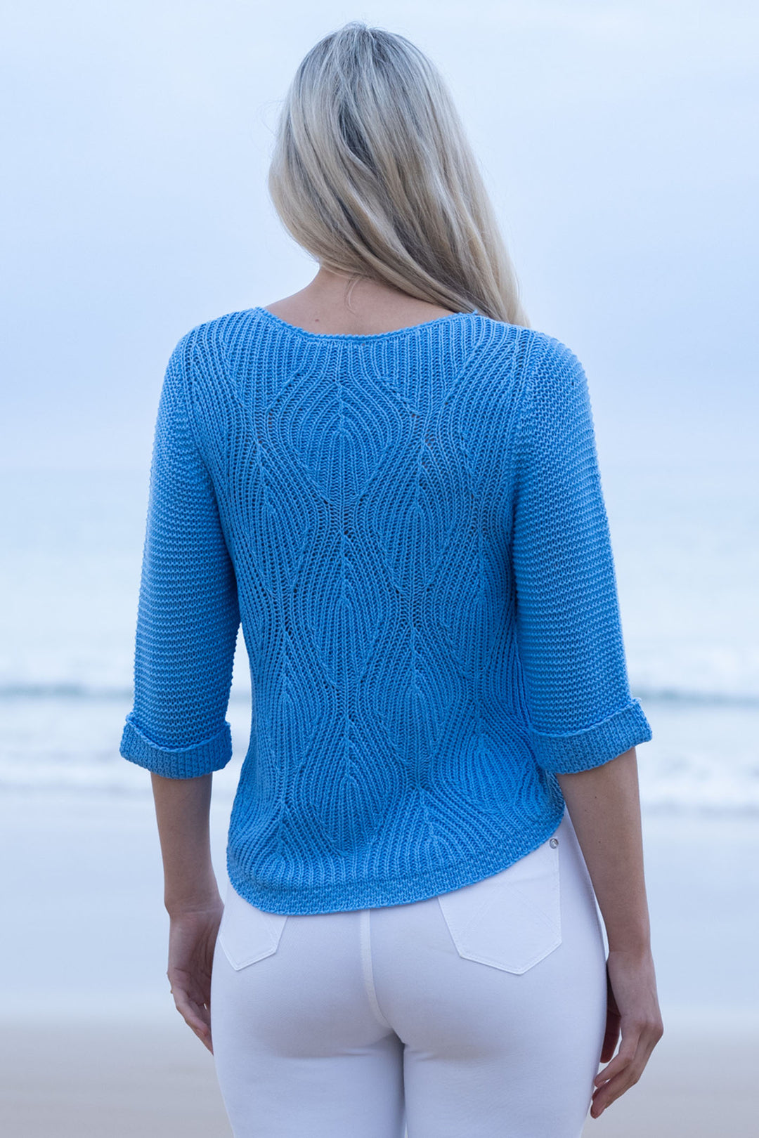 Marble Fashions 6912 213 Blue Ribbed Jumper - Experience Boutique