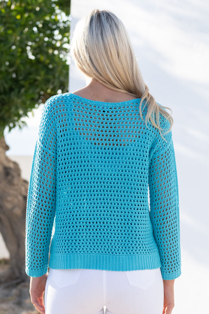 Marble Fashions 6915 151 Aqua Crochet Top & Vest Set - Experience Boutique