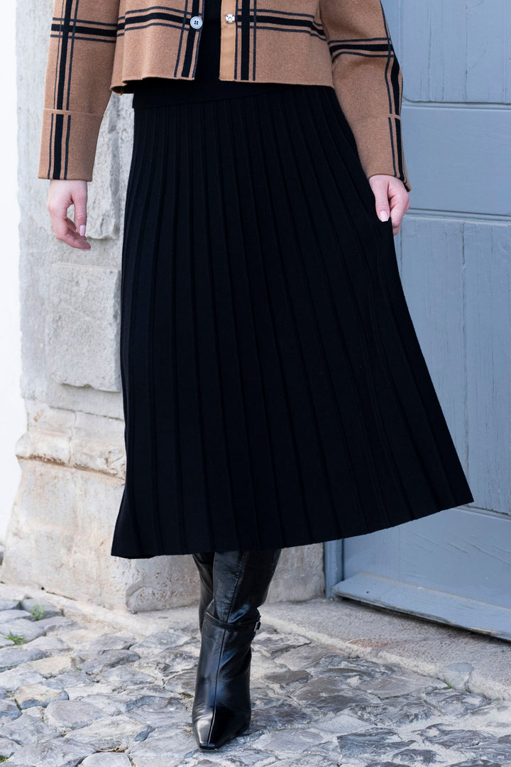 Marble Fashions 7123 Black Midi Length Skirt 101