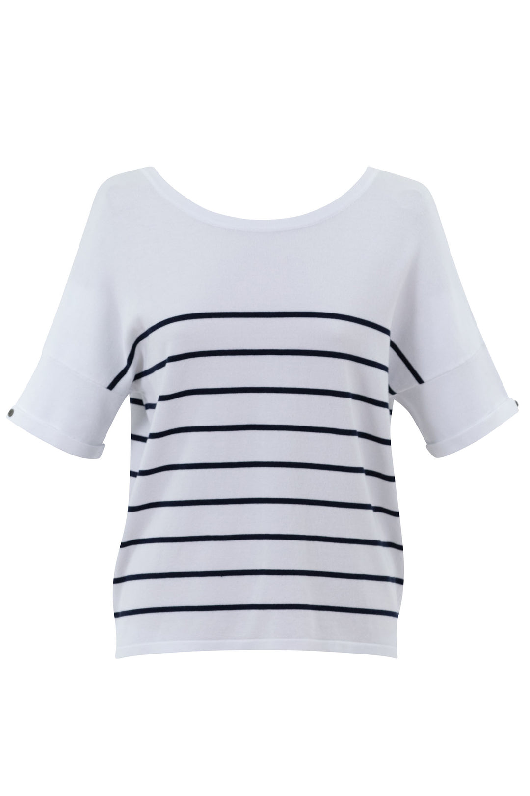 Marble Fashions 7335 103 White & Navy Stripe Knit Top - Experience Boutique