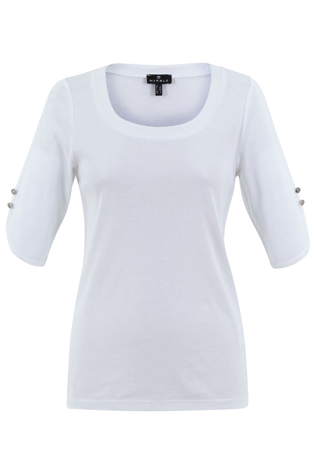Marble Fashions 7359 102 White Half Sleeve T-Shirt - Experience Boutique