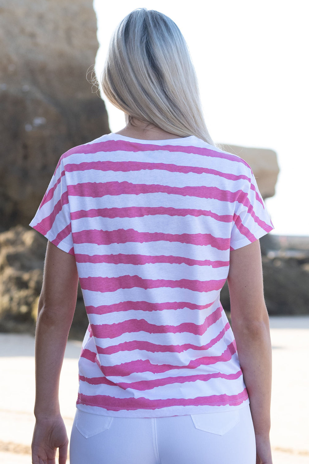 Marble Fashions 7364 135 Pink & White Stripe T-Shirt - Experience Boutique