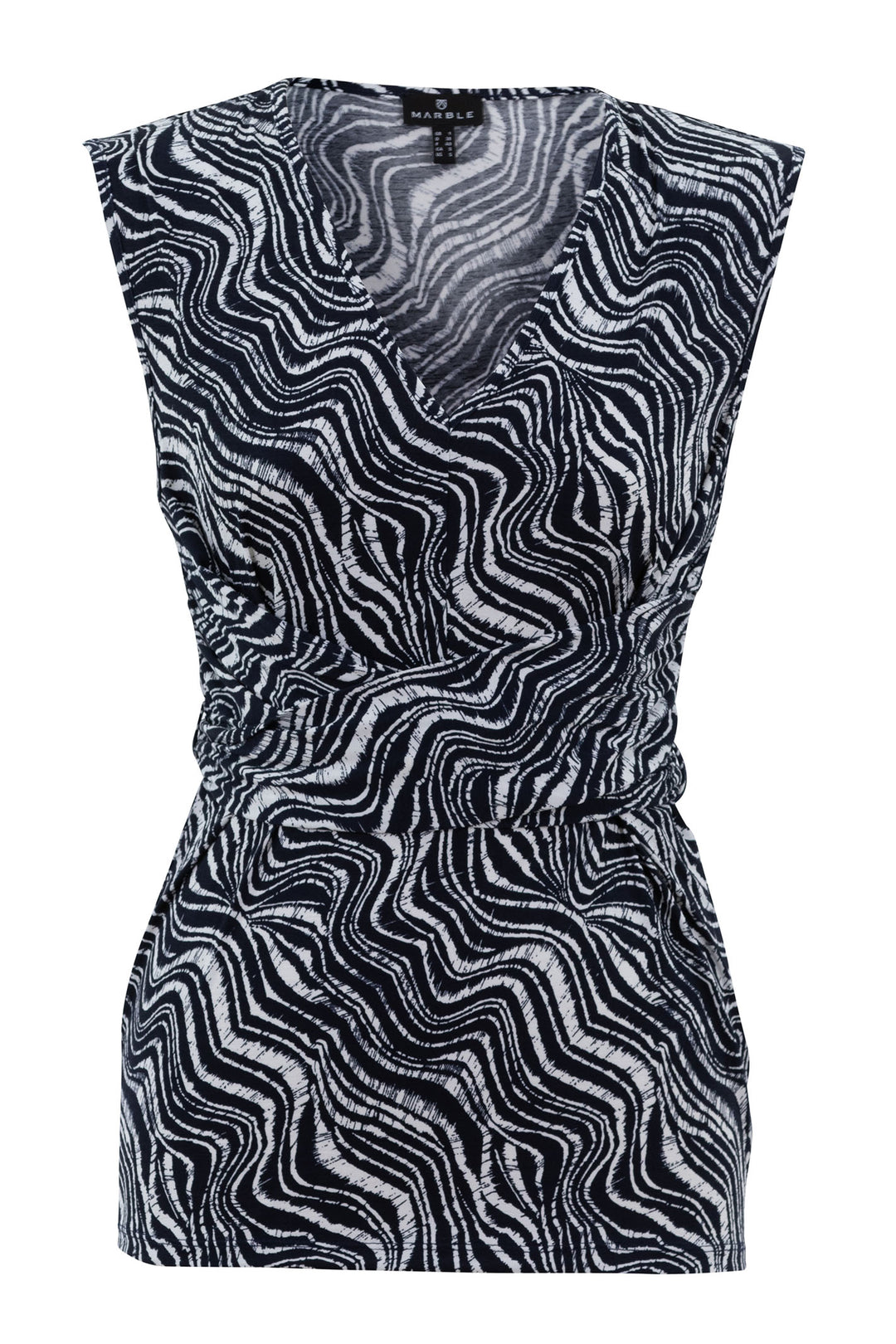 Marble Fashions 7426 103 Navy Print Wrap Top - Experience Boutique