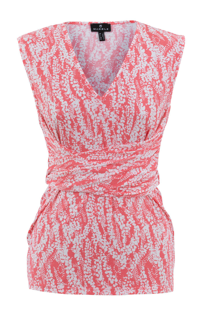 Marble Fashions 7427 Pink Print Wrap Top - Experience Boutique