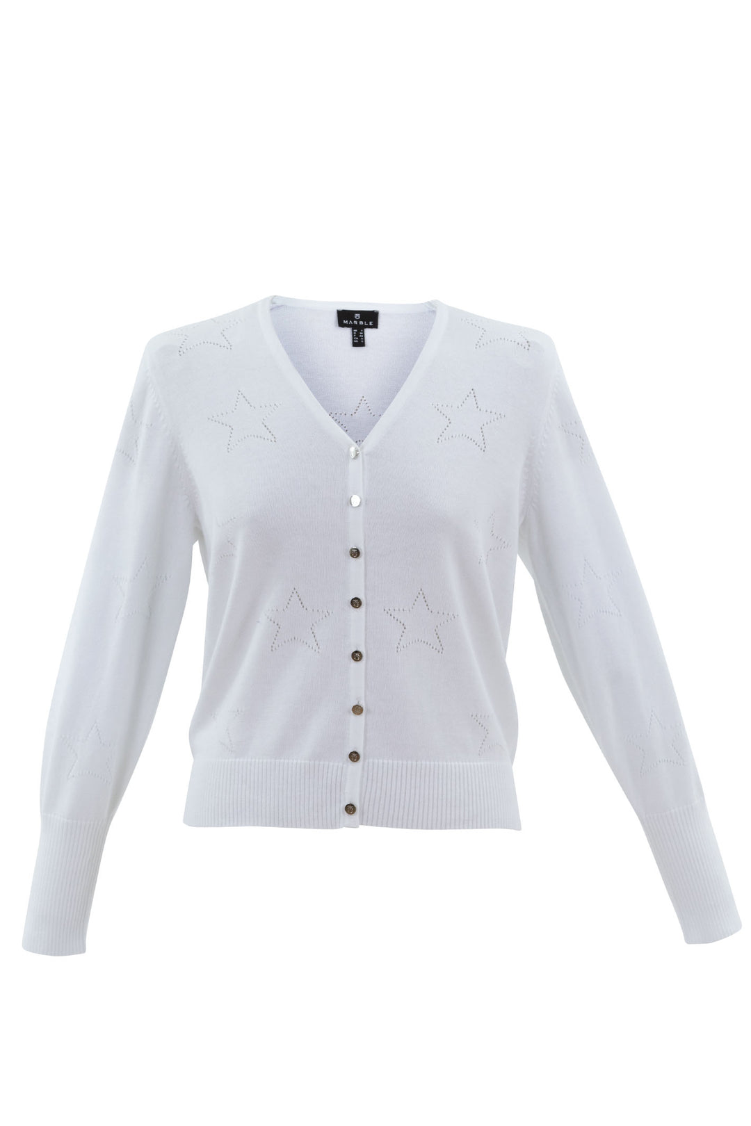 Marble Fashions 7435 102 White Star Pattern Cardigan - Experience Boutique