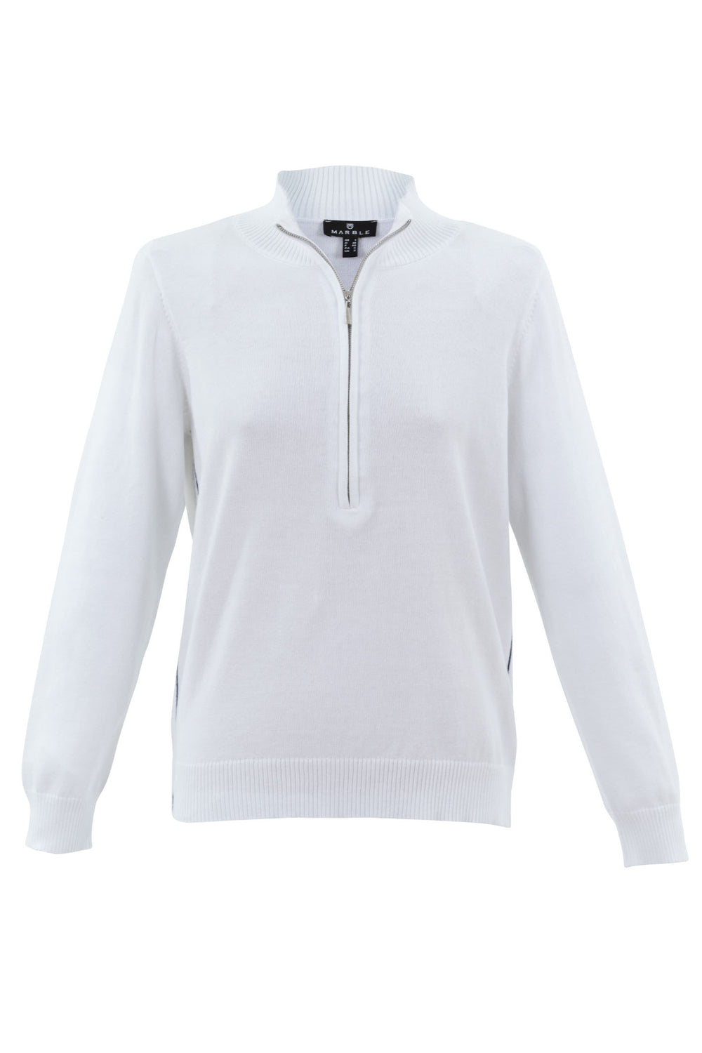 Marble Fashions 7441 102 White Zip Neck Jumper - Experience Boutique