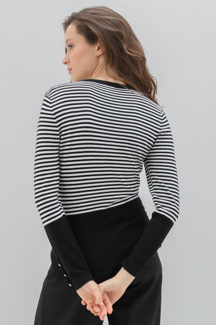 Marble Fashions 7517 104 Black White Stripe Jumper - Experience Boutique