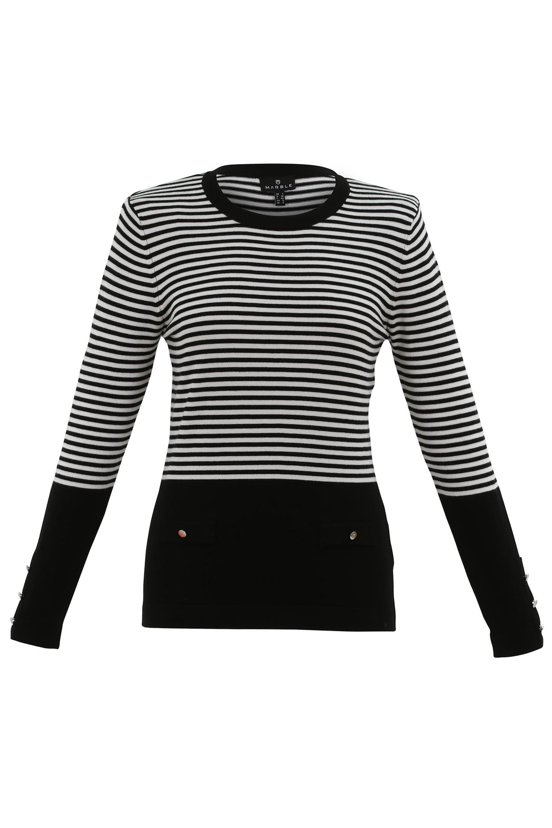 Marble Fashions 7517 104 Black White Stripe Jumper - Experience Boutique