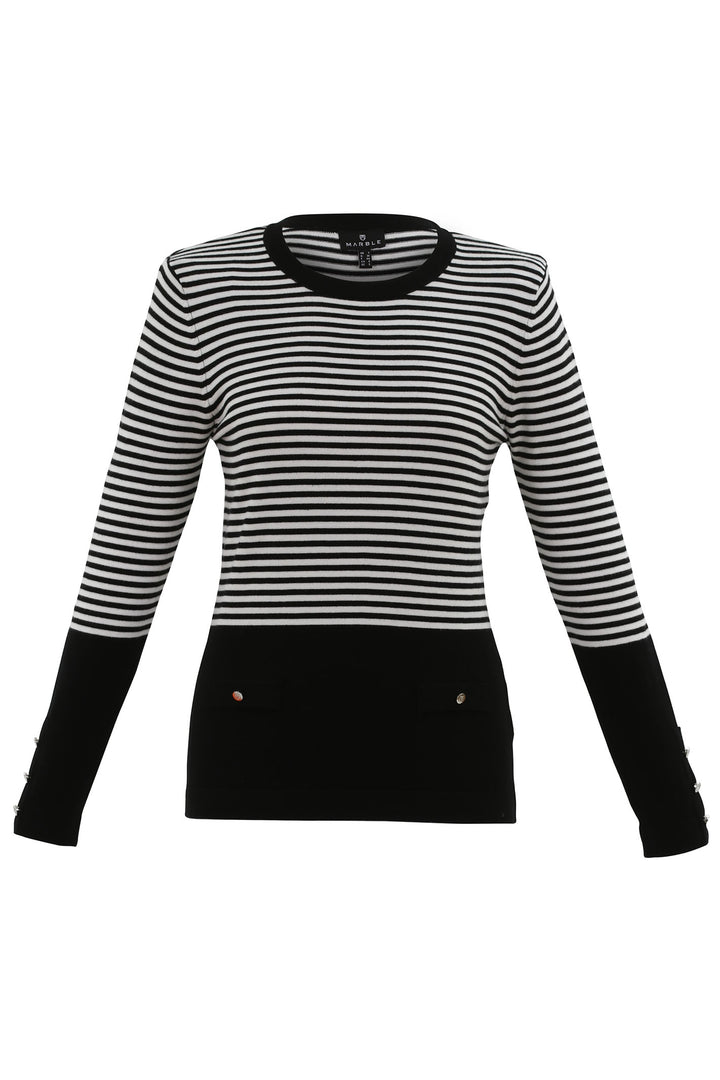 Marble Fashions 7517 104 Black White Stripe Jumper - Experience Boutique