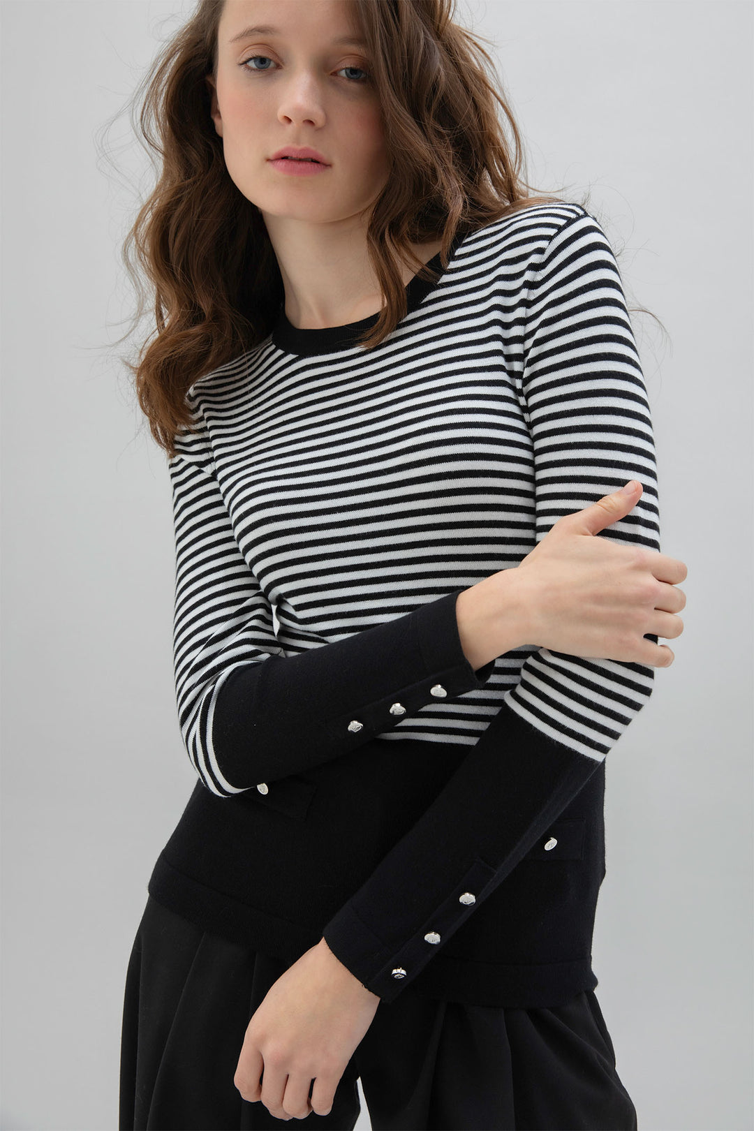 Marble Fashions 7517 104 Black White Stripe Jumper - Experience Boutique