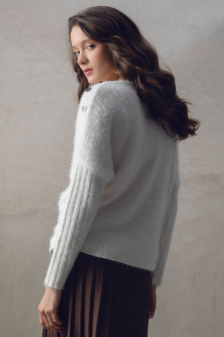 Marble Fashions 7545 Cream Eyelash Knit Jumper - Experience Boutique