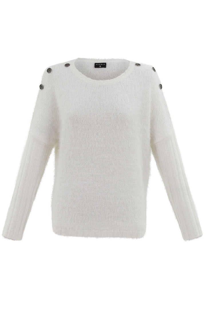 Marble Fashions 7545 Cream Eyelash Knit Jumper - Experience Boutique