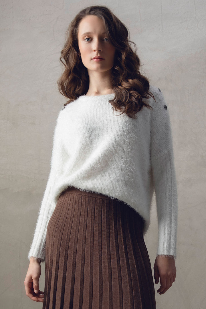 Marble Fashions 7545 Cream Eyelash Knit Jumper - Experience Boutique